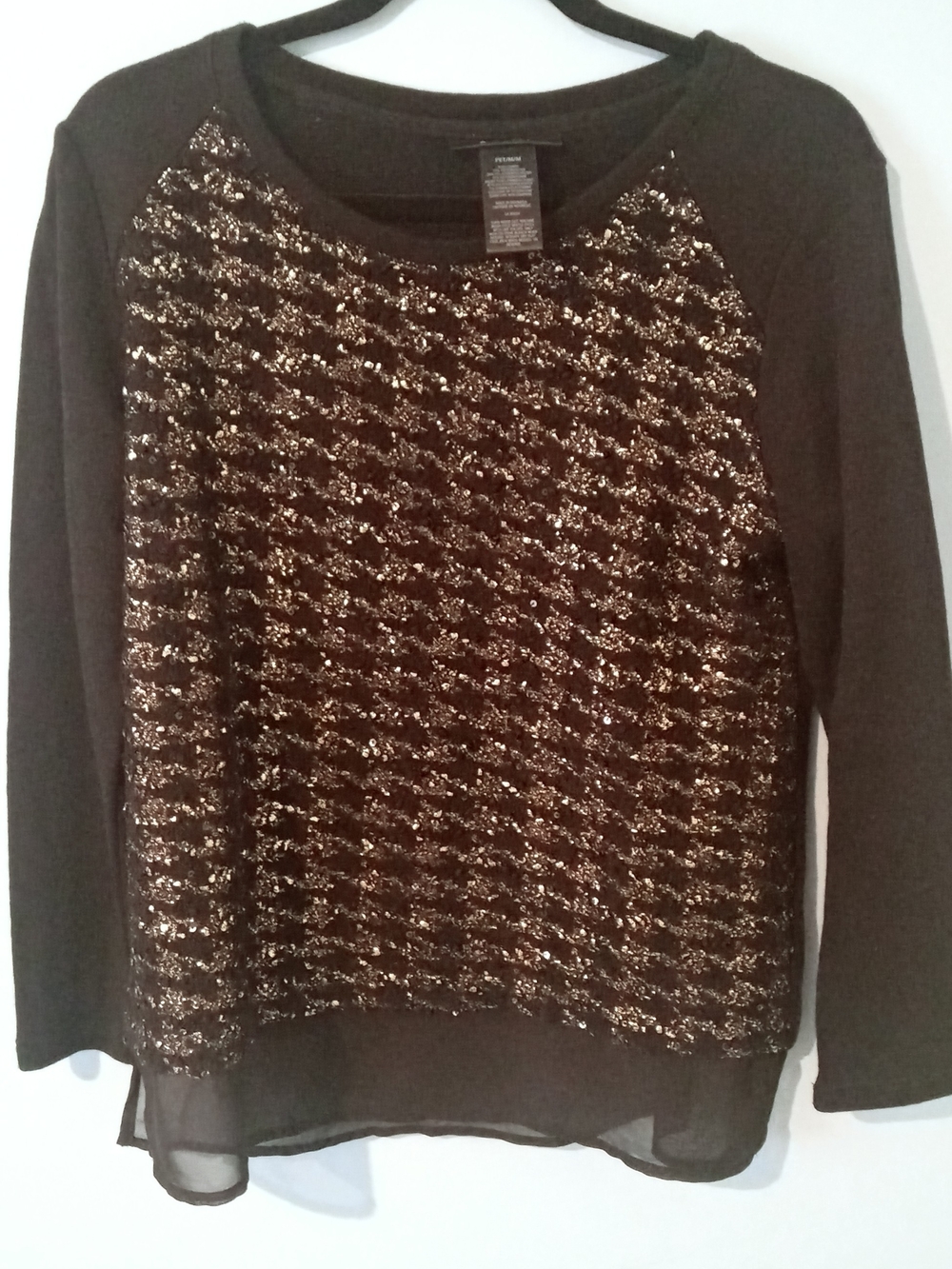 Style & Co. Black Top with Gold Sequin Front
